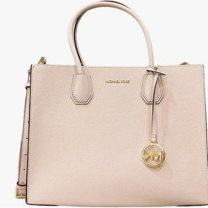Michael Kors Mercer Large Convertible Tote Shoulder Bag Blush Pink Leather